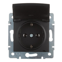 Розетка Lezard Karina встраиваемая черный бархат с крышкой (707-4288-123B) - фото 5