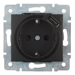Изображение товара Розетка Lezard Karina встраиваемая черный бархат с USB-A (707-4288-181)