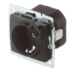 Розетка Lezard Karina встраиваемая черный бархат с USB-A (707-4288-181) - фото 4