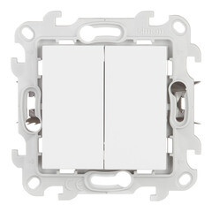Изображение товара Выключатель Simon 24 Harmonie двухклавишный встраиваемый белый (2420398-030)