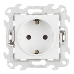 Розетка Simon 24 Harmonie встраиваемая белая со шторками (2420432-030) - фото 1