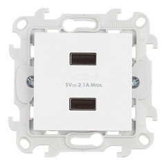 Изображение товара Розетка USB Simon 24 Harmonie встраиваемая белая 2хUSB-А (2411096-030)