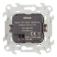 Розетка USB Simon 24 Harmonie встраиваемая белая 2хUSB-А (2411096-030) - фото 2