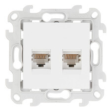 Розетка компьютерная Simon 24 Harmonie встраиваемая белая 2хRJ45 (2450593-030)