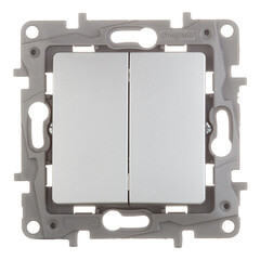 Выключатель Legrand Etika двухклавишный встраиваемый алюминий (672402) - фото 1