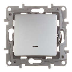 Изображение товара Выключатель Legrand Etika одноклавишный встраиваемый алюминий с подсветкой (672403)