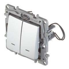 Выключатель Legrand Etika двухклавишный встраиваемый алюминий с подсветкой (672404) - фото 3