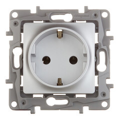Розетка Legrand Etika встраиваемая алюминий (672421) - фото 1