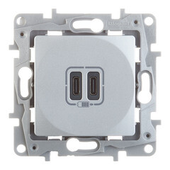 Изображение товара Розетка USB Legrand Etika встраиваемая алюминий 2хUSB Type-C (672435)