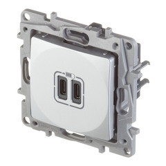 Розетка USB Legrand Etika встраиваемая алюминий 2хUSB Type-C (672435) - фото 5