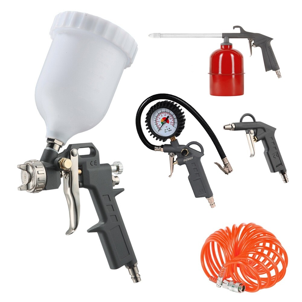 Изображение товара Набор пневмоинструмента окрасочного Patriot KIT 5A для компрессоров 5 предметов (830901060) Изображение товара Набор пневмоинструмента окрасочного Patriot KIT 5A для компрессоров 5 предметов (830901060)