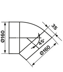 Колено для круглых воздуховодов ERA пластиковое d160 мм 45° - фото 2