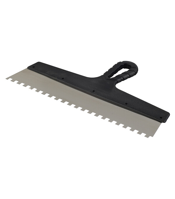 Изображение товара Шпатель зубчатый Шпатель 131156 с пластиковной ручкой 350х8 мм (Россия) Изображение товара Шпатель зубчатый Шпатель 131156 с пластиковной ручкой 350х8 мм (Россия)