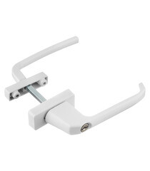 Ручка для балконной двери белая металл двухсторонняя с замком - фото 3