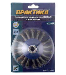Корщетка для УШМ Практика витая жесткая радиальная d115 мм M14 с наклоном - фото 3