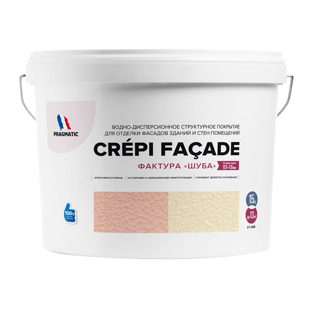 Изображение товара Декоративная штукатурка Pragmatic Crepi Facade шуба белая 0,7 мм 15 кг