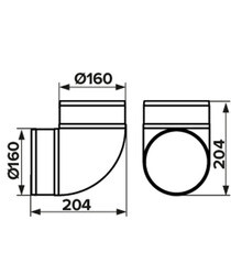 Колено для круглых воздуховодов ERA пластиковое d160 мм 90° - фото 3