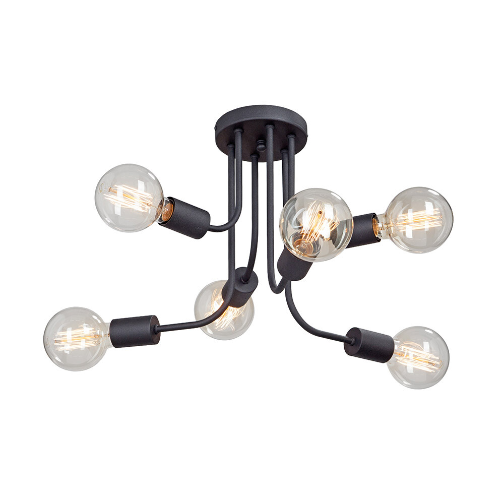 Изображение товара Люстра потолочная Vitaluce V4960-1/6PL в стиле лофт, 6 ламп, черная металл