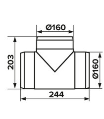 Тройник для круглых воздуховодов ERA пластиковый d160 мм 90° - фото 2