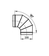 Отвод для круглых воздуховодов d200 мм 90° оцинкованный - фото 2