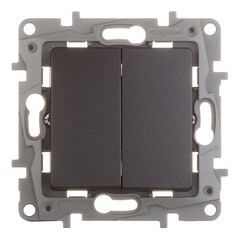 Изображение товара Выключатель Legrand Etika двухклавишный встраиваемый антрацит (672602)