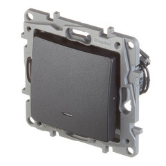 Выключатель Legrand Etika одноклавишный встраиваемый антрацит с подсветкой (672603) - фото 4