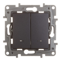 Выключатель Legrand Etika двухклавишный встраиваемый антрацит с подсветкой (672604) - фото 1