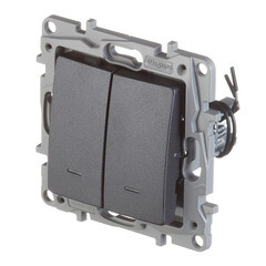 Выключатель Legrand Etika двухклавишный встраиваемый антрацит с подсветкой (672604) - фото 4