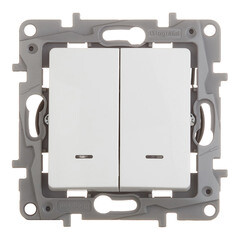 Изображение товара Выключатель Legrand Etika двухклавишный встраиваемый белый с подсветкой (672204)