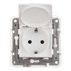 Розетка Legrand Etika встраиваемая белая со шторками с крышкой (672232) - фото 1