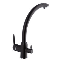 Смеситель для кухни Lavelly Poseidon черный с высоким изливом с подключением к фильтру однорычажный (673092) - фото 7
