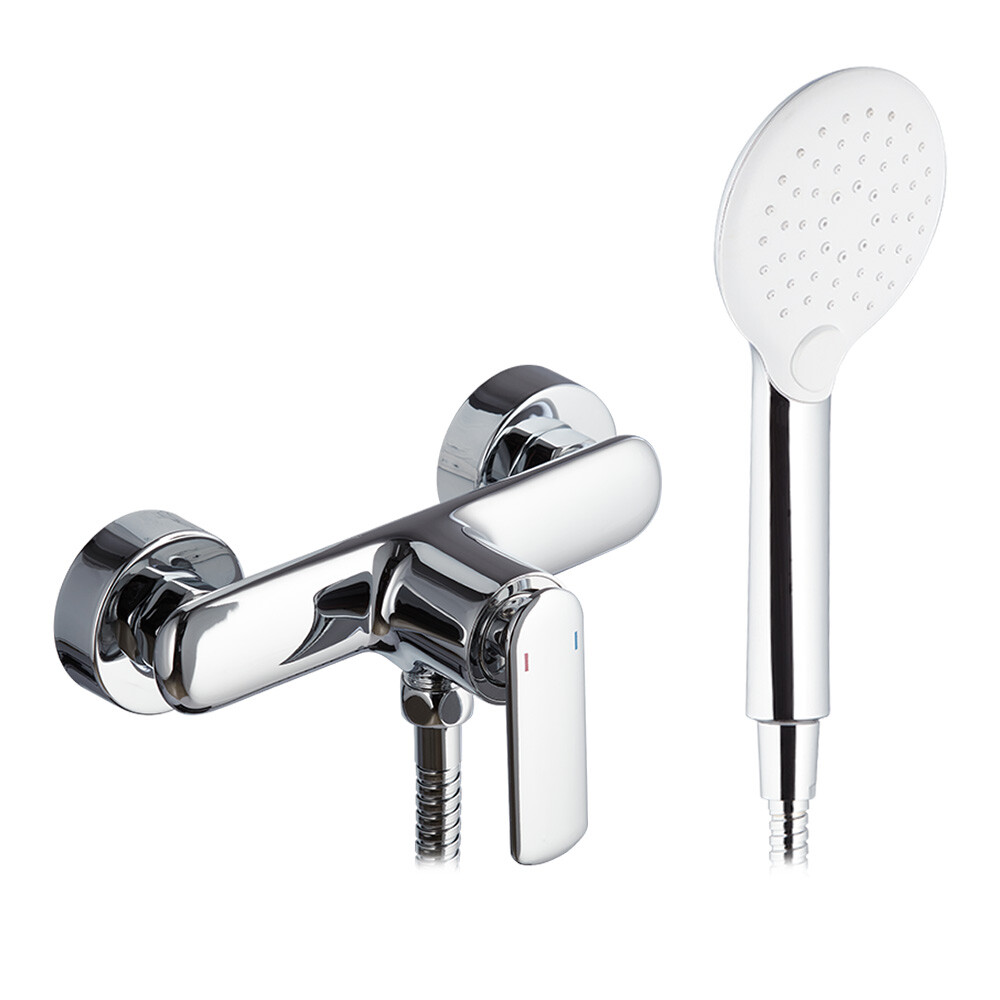 Смеситель для душа без излива Lavelly Vertex хром/белый с лейкой однорычажный (673096)