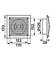 Решетка вентиляционная пластиковая торцевая Era РСФ 170х170 мм с фланцем d125 мм белая - фото 4