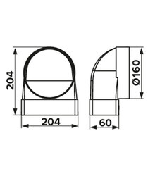 Соединитель угловой пластиковый для плоских воздуховодов 60х204 мм с круглыми d160 мм - фото 4