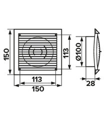 Решетка вентиляционная пластиковая торцевая Era РСФ 150х150 мм с фланцем d100 мм белая - фото 4