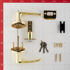 Ручка-защелка с ключом и фиксатором золото (680208) - фото 3