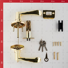 Ручка-защелка с ключом и фиксатором золото (680210) - фото 2