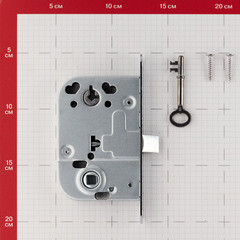 Замок врезной 2014 для межкомнатной двери под фиксатор хром 1 ключ - фото 3