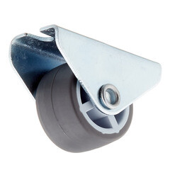 Опора колесная неповоротная пластик/резина на площадке 25 мм серая (1 шт.) - фото 1