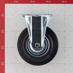 Опора колесная неповоротная сталь/резина на площадке 125 мм черная (1 шт.) - фото 2