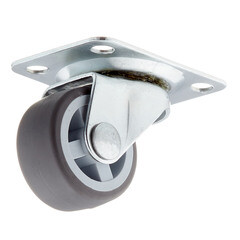 Опора колесная поворотная пластик/резина на площадке 30 мм серая (1 шт.) - фото 1