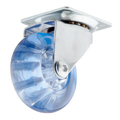 Опора колесная поворотная полиуретан/пластик на площадке 50 мм голубая (1 шт.) - фото 1