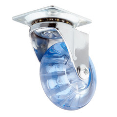 Опора колесная поворотная полиуретан/пластик на площадке 50 мм голубая (1 шт.) - фото 3