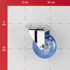 Опора колесная поворотная полиуретан/пластик на площадке 50 мм голубая (1 шт.) - фото 2