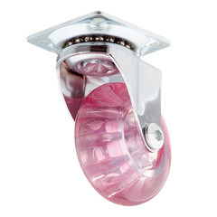 Опора колесная поворотная полиуретан/пластик на площадке 50 мм розовая (1 шт.) - фото 3