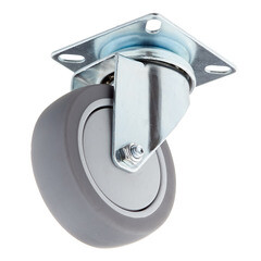 Изображение товара Опора колесная поворотная пластик/резина на площадке 75 мм серая (1 шт.)