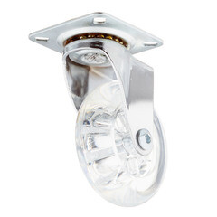 Опора колесная поворотная полиуретан/пластик на площадке 75 мм прозрачная (1 шт.) - фото 3