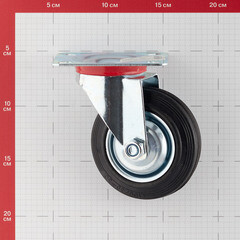 Опора колесная поворотная сталь/резина на площадке 100 мм черная (1 шт.) - фото 2