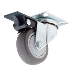 Изображение товара Опора колесная поворотная пластик/резина со стопором 50 мм серая (1 шт.)