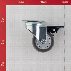 Опора колесная поворотная пластик/резина со стопором 50 мм серая (1 шт.) - фото 3